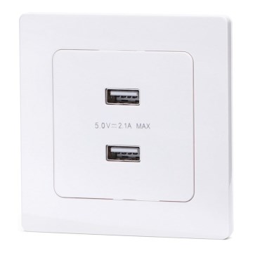 Aigostar - USB захранваща розетка с рамка 2x USB-A бяла