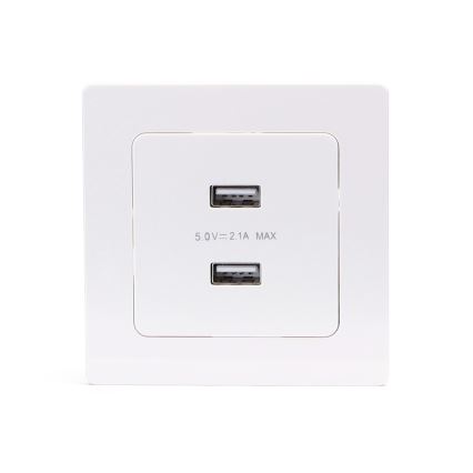 Aigostar - USB захранваща розетка с рамка 2x USB-A бяла