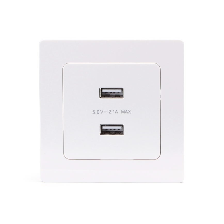 Aigostar - USB захранваща розетка с рамка 2x USB-A бяла
