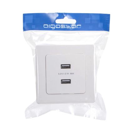Aigostar - USB захранваща розетка с рамка 2x USB-A бяла