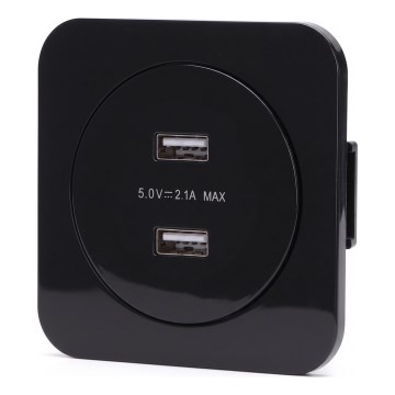 Aigostar - USB захранваща розетка с рамка 2x USB-A черна