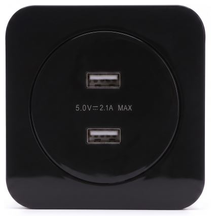 Aigostar - USB захранваща розетка с рамка 2x USB-A черна