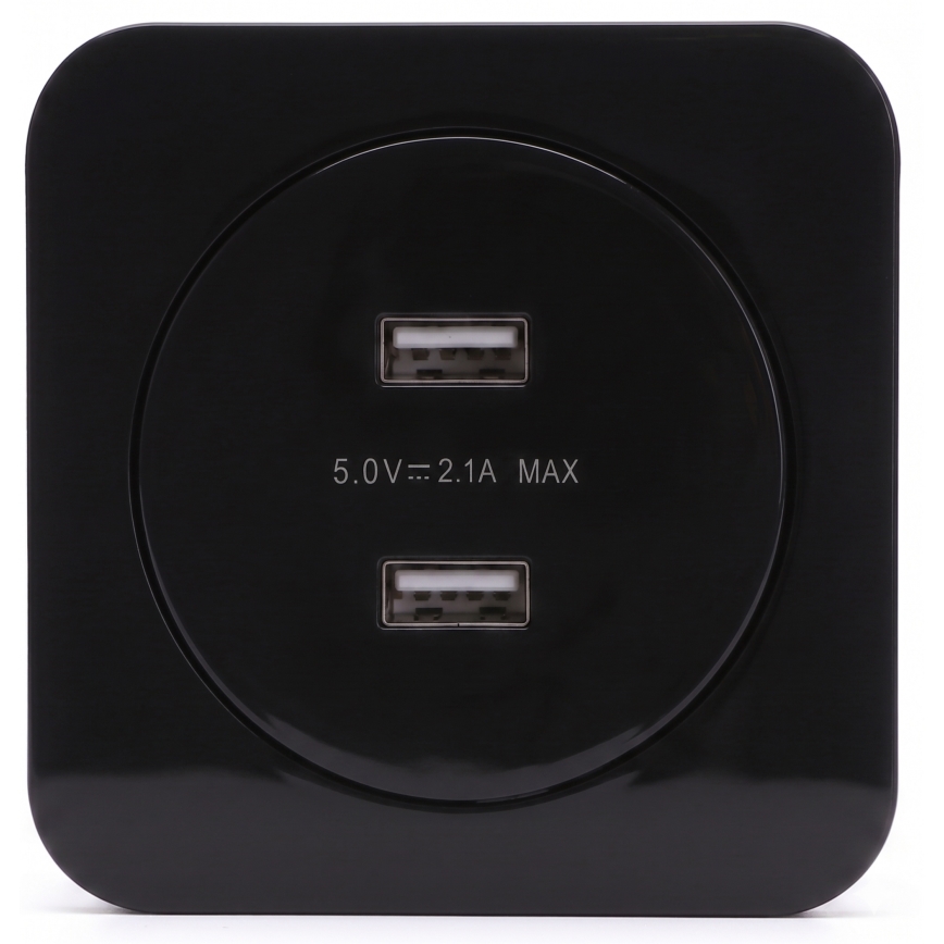 Aigostar - USB захранваща розетка с рамка 2x USB-A черна