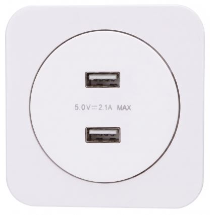 Aigostar - USB контакт с рамка, 2x USB-A порта, бял