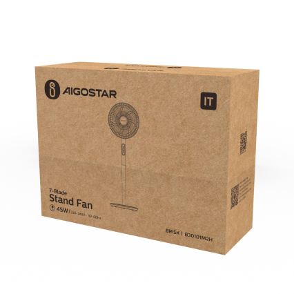 Aigostar - Вентилатор тип кула 45W/230V 110 см бял
