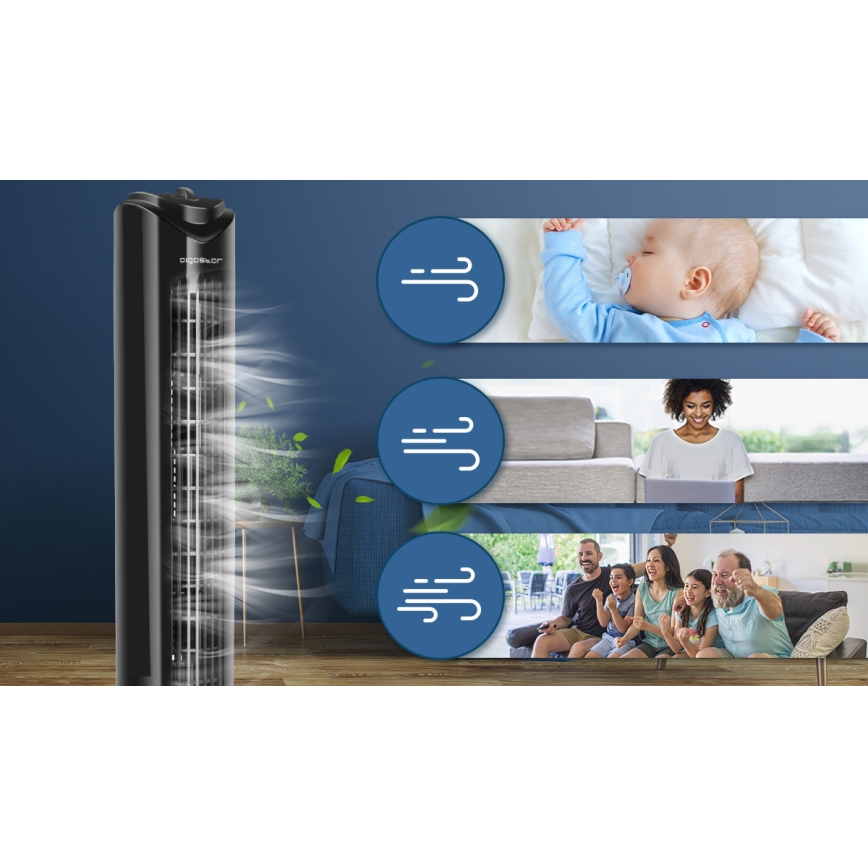 Aigostar - Вентилатор тип кула 45W/230V черен