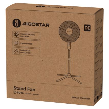 Aigostar - Вентилатор тип кула 50W/230V 120 см бял
