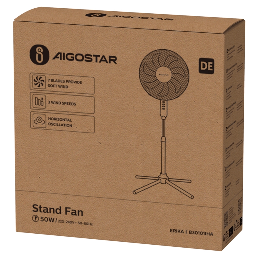 Aigostar - Вентилатор тип кула 50W/230V 120 см бял
