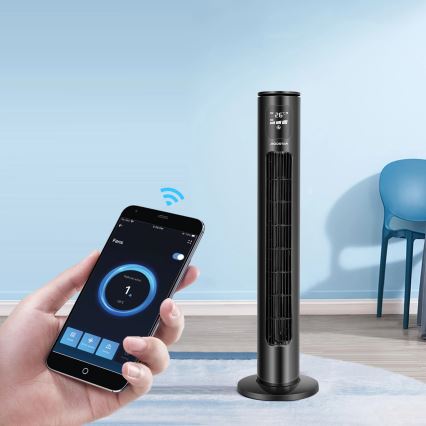 Aigostar - Вентилатор тип кула 50W/230V черен Wi-Fi + дистанционно управление