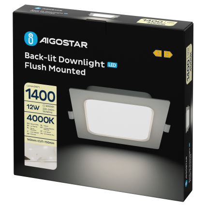 Aigostar - Вградено LED осветително тяло LED/12W/230V 4000K 17,5x17,5 cm бяло