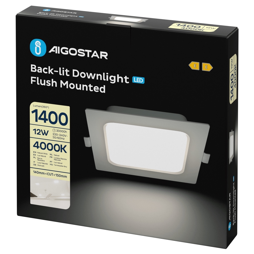 Aigostar - Вградено LED осветително тяло LED/12W/230V 4000K 17,5x17,5 cm бяло