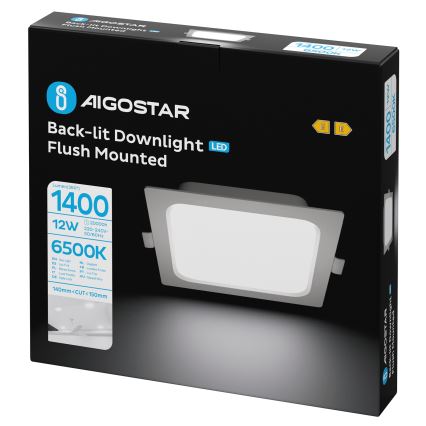 Aigostar - Вградено LED осветително тяло LED/12W/230V 6500K 17,5x17,5 cm бяло