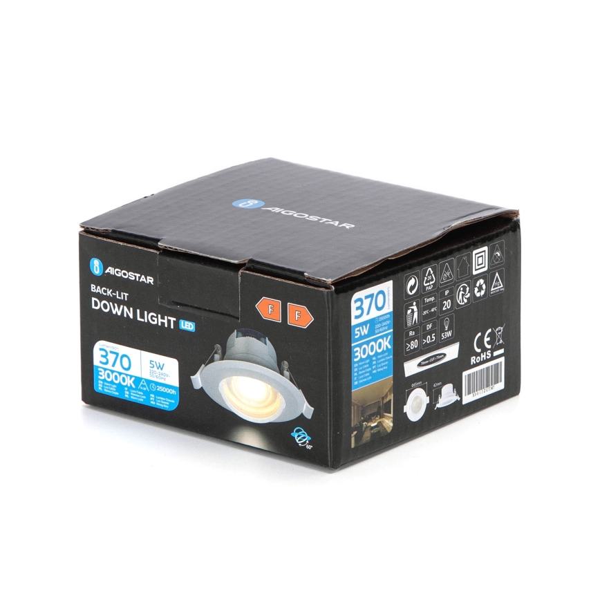 Aigostar - Вградено LED осветително тяло LED/5W/230V 3000K Ø 8,5 cm бяло