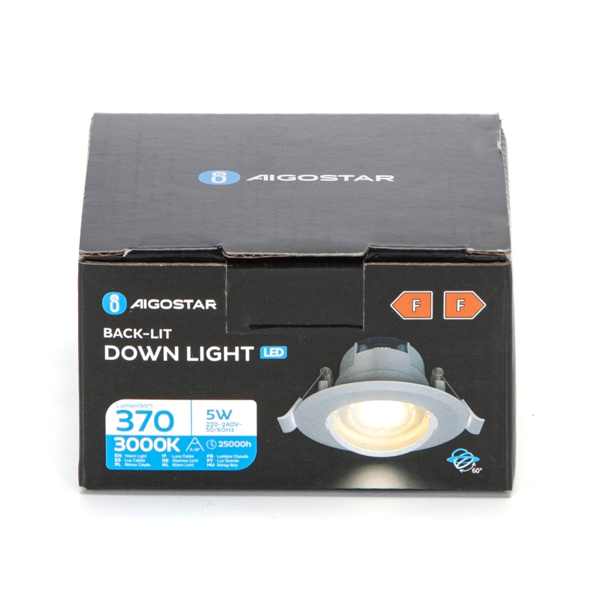 Aigostar - Вградено LED осветително тяло LED/5W/230V 3000K Ø 8,5 cm бяло