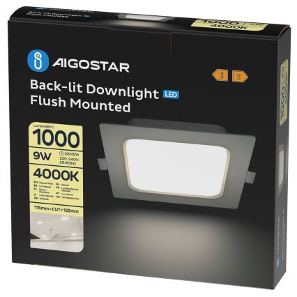 Aigostar - Вградено LED осветително тяло LED/9W/230V 4000K 14,5x14,5 cm бяло