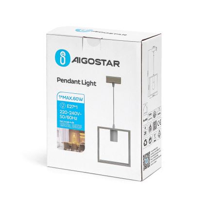 Aigostar - Висяща лампа 1xE27/60W/230V бежова