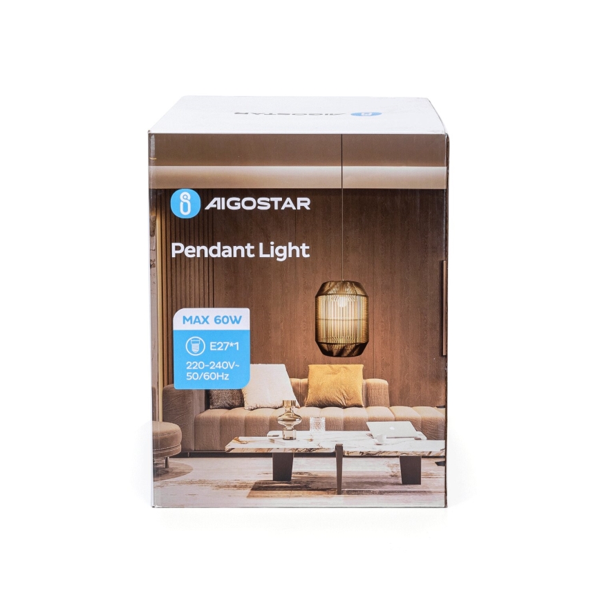 Aigostar - Висяща лампа на кабел 1xE27/60W/230V черна Ø 23 см