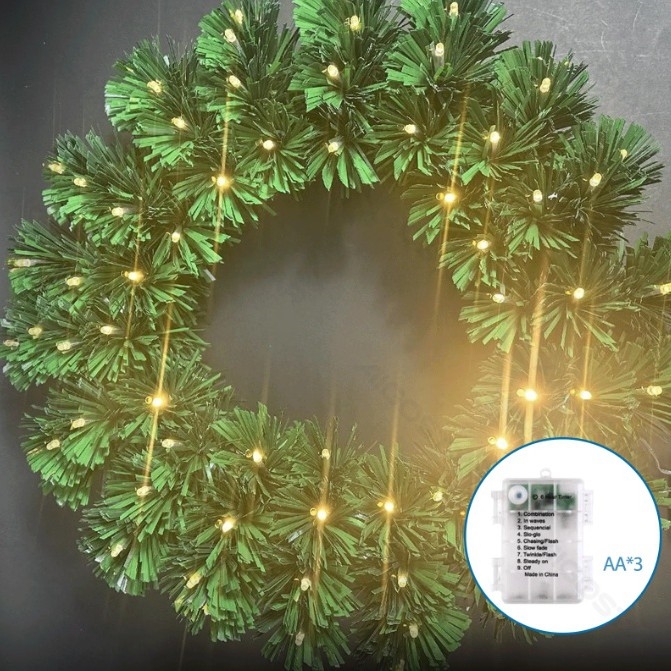 Aigostar - външен LED коледен венец, 72 x LED / 3 x AA, Ø 50 см, IP44, топла бяла светлина