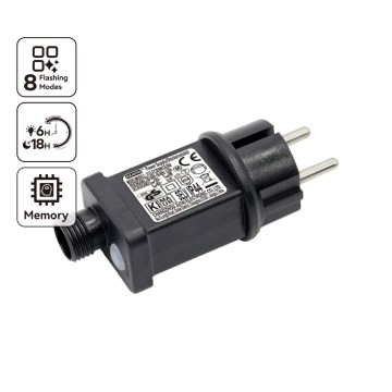 Aigostar - Външен захранващ адаптер 9W/31V/8 функции IP44 черен