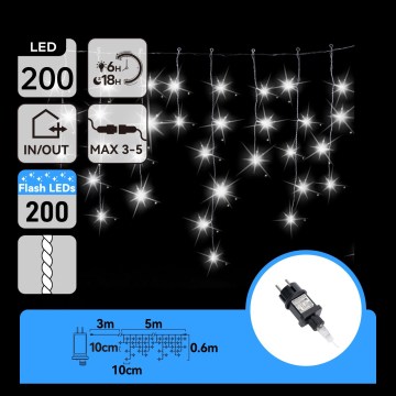 Aigostar - Външен коледен LED гирлянд 200xLED 8x0,6m IP44 студено бяло