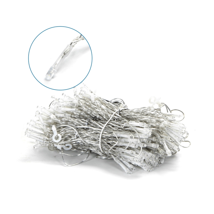 Aigostar - Външен коледен LED гирлянд с 200 LED, 8 функции, 5x2m, IP44, студено бяла светлина