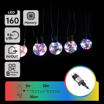 Aigostar - Външна LED декоративна гирлянда 160xLED 10m IP44 мултицветна