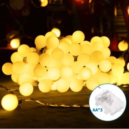 Aigostar - LED външен гирлянд 100xLED/3xAA/8 функции 10,3 m IP44 топла бяла