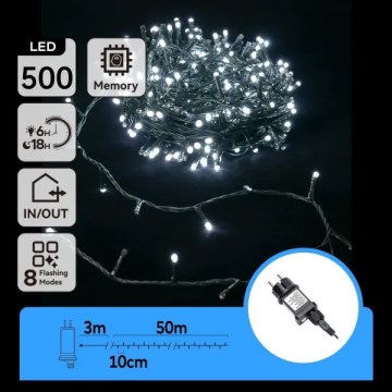 Aigostar - външна LED гирлянда 500xLED/8 функции 53m IP44 студено бяло