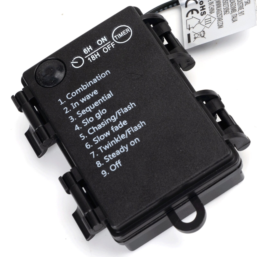 Aigostar - Външна LED верига, 50 LED, 8 режима, захранване с 3 x AA, дължина 5,3 m, IP44, студена бяла светлина