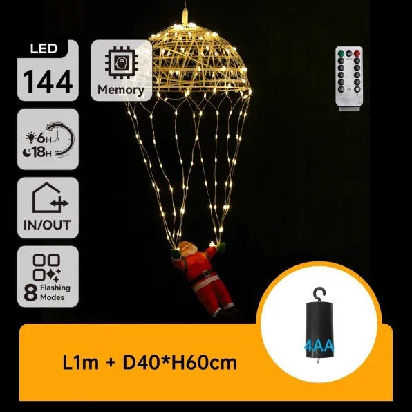 Aigostar - Външна LED коледна декорация LED/3xAA IP44 Дядо Коледа