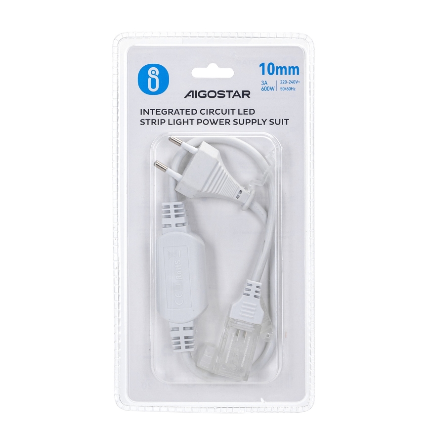 Aigostar - Захранване за LED ленти 10 мм, 600 W/230 V, бяло