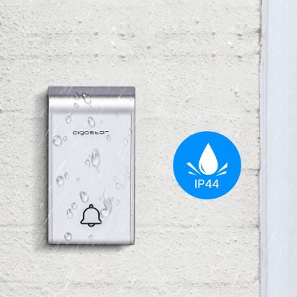 Aigostar - К-кт 2бр. безжични звънци за контакт 230V IP44 бели