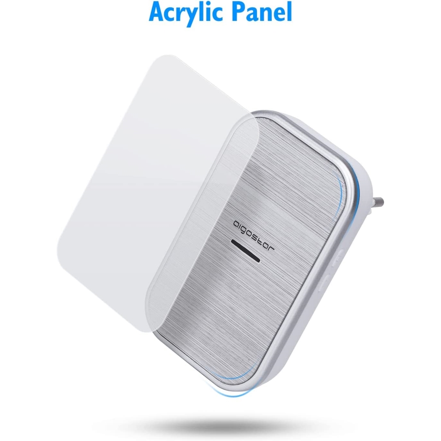Aigostar - К-кт 2бр. безжични звънци за контакт 230V IP44 сребристи