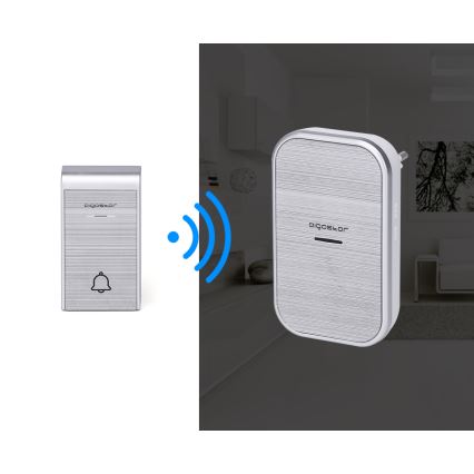 Aigostar - К-кт 2бр. безжични звънци за контакт 230V IP44 сребристи
