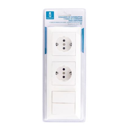 Aigostar - К-кт 2бр. контакт с превключвател 2x16A/250V
