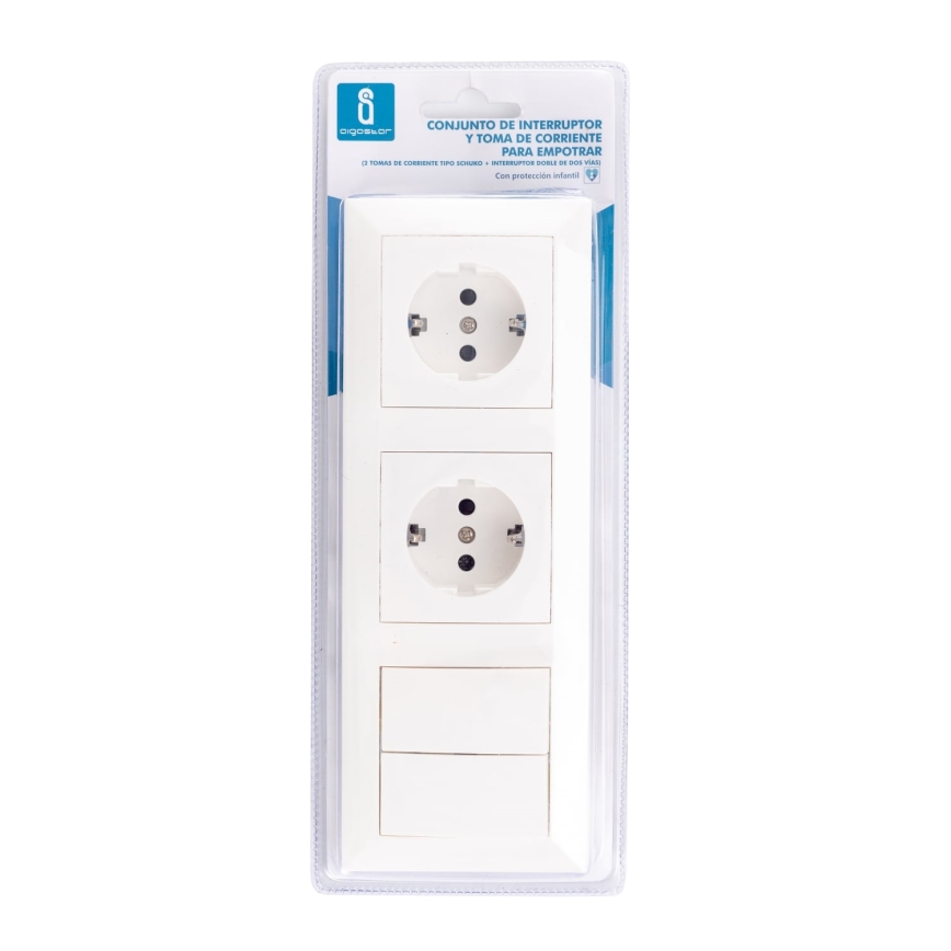 Aigostar - К-кт 2бр. контакт с превключвател 2x16A/250V