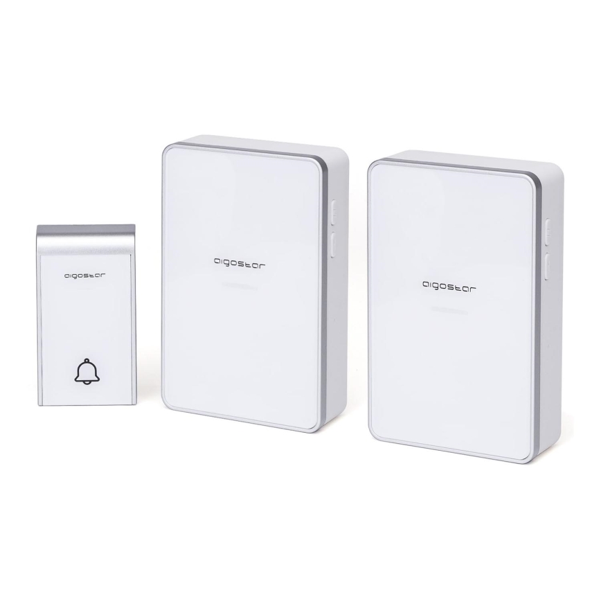 Aigostar - К-кт 2x Безжичен звънец 3xAA/12V IP44 бял