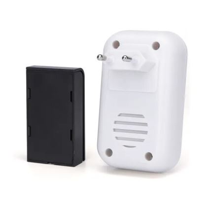 Aigostar - К-кт 2x Безжичен звънец за контакт 230V/12V IP44 бял/черен