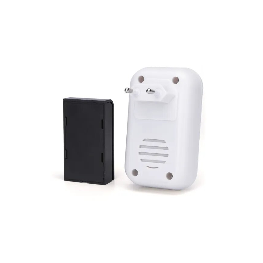 Aigostar - К-кт 2x Безжичен звънец за контакт 230V/12V IP44 бял/черен