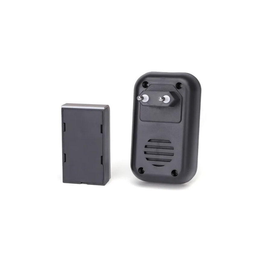 Aigostar - К-кт 2x Безжичен звънец за контакт 230V/12V IP44 черен/меден