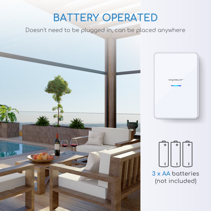 Aigostar - К-кт 2x Безжичен звънец 3xAA/12V IP44 бял