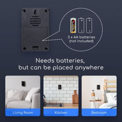 Aigostar - К-кт 2x Безжичен звънец 3xAA/12V IP44 черен