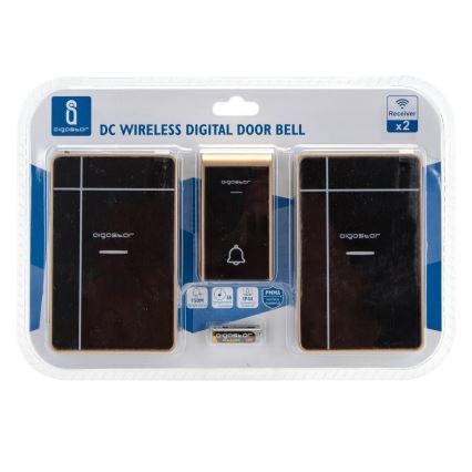 Aigostar - К-кт 2x Безжичен звънец 3xAA/12V IP44 черен