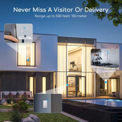 Aigostar - К-кт 2x Безжичен звънец 3xAA/12V IP44 сребрист