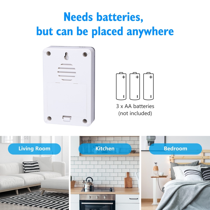 Aigostar - К-кт 2x Безжичен звънец 3xAA/12V IP44 сребрист