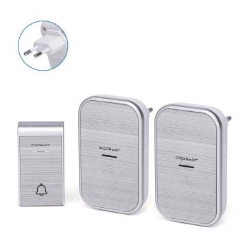 Aigostar - К-кт 2x Безжичен звънец за контакт 230V/12V IP44 сребрист
