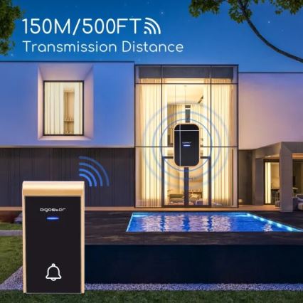 Aigostar - К-кт 2x Безжичен звънец за контакт 230V/12V IP44 черен/меден
