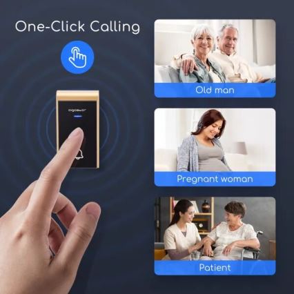 Aigostar - К-кт 2x Безжичен звънец за контакт 230V/12V IP44 черен/меден