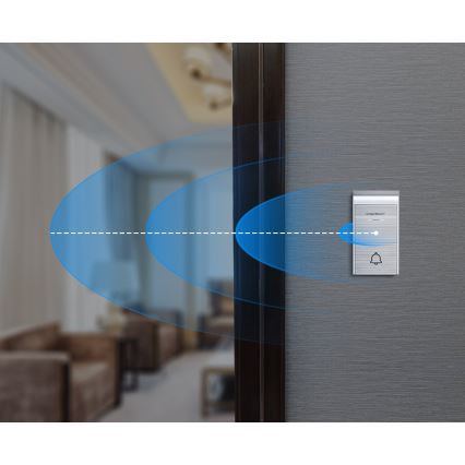 Aigostar - К-кт 2x Безжичен звънец за контакт 230V/12V IP44 сребрист