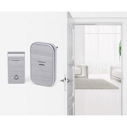 Aigostar - К-кт 2x Безжичен звънец за контакт 230V/12V IP44 сребрист